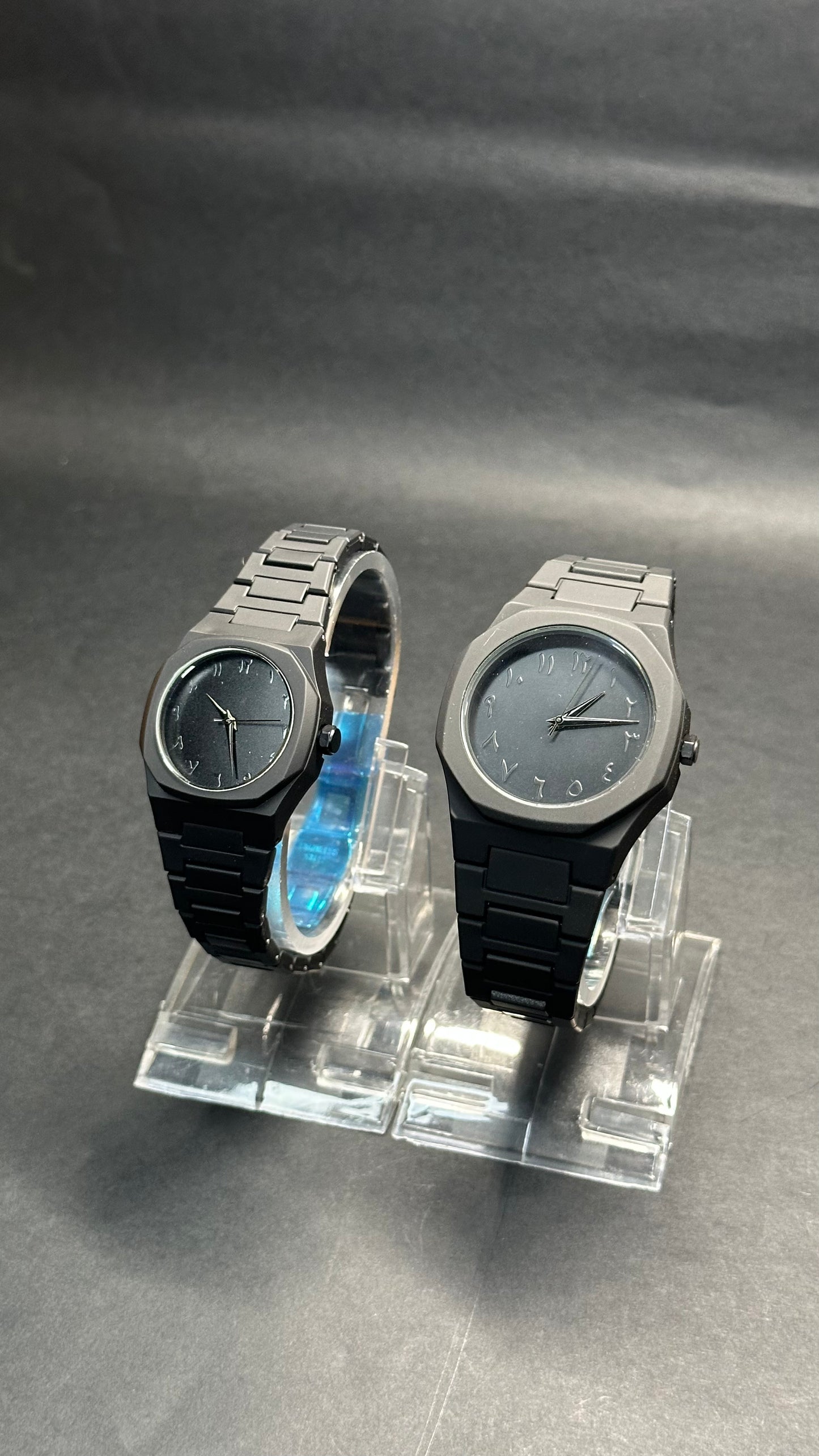 Black Arabic Couple Watch Set