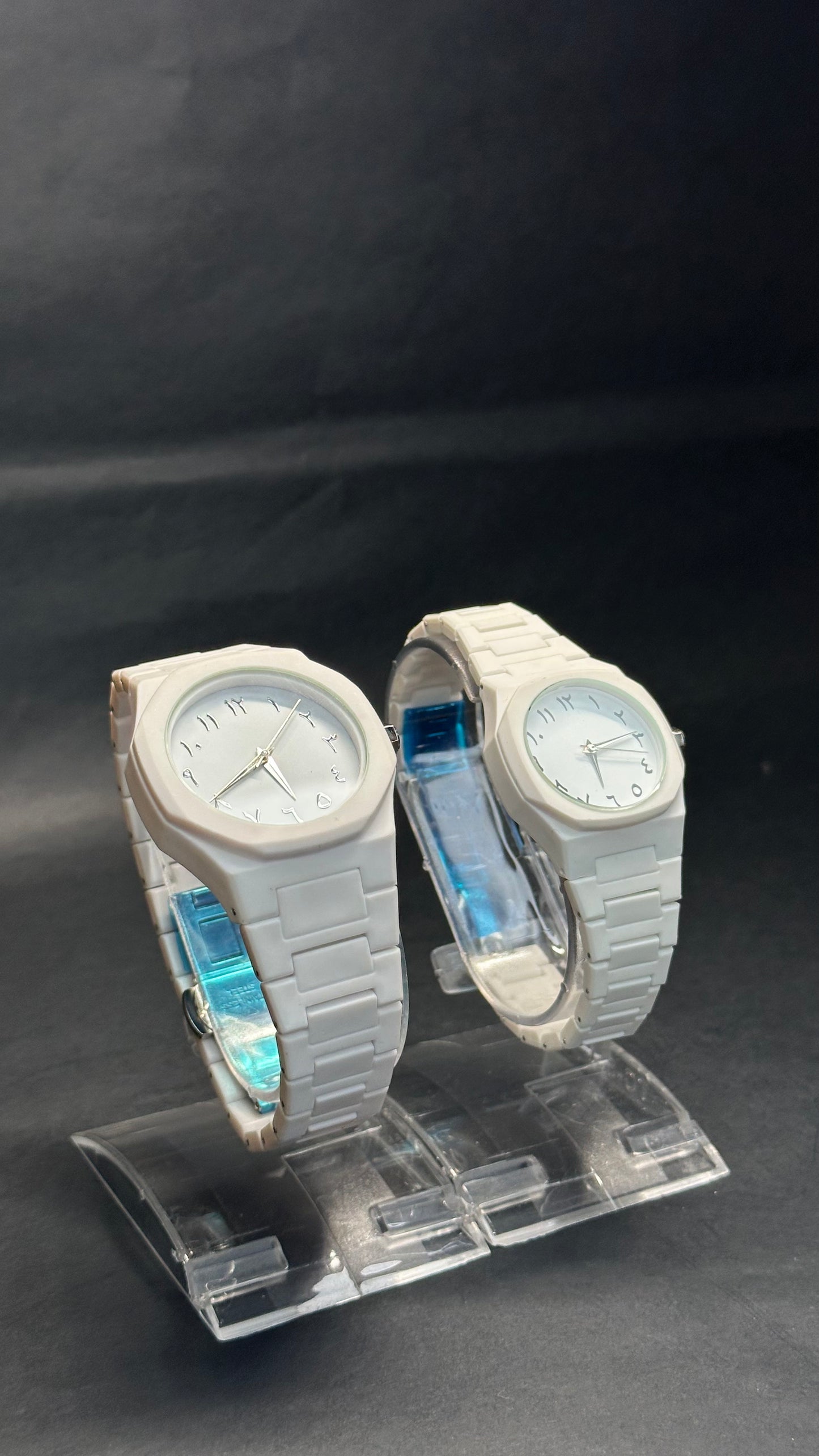 White Arabic Couple Watch Set