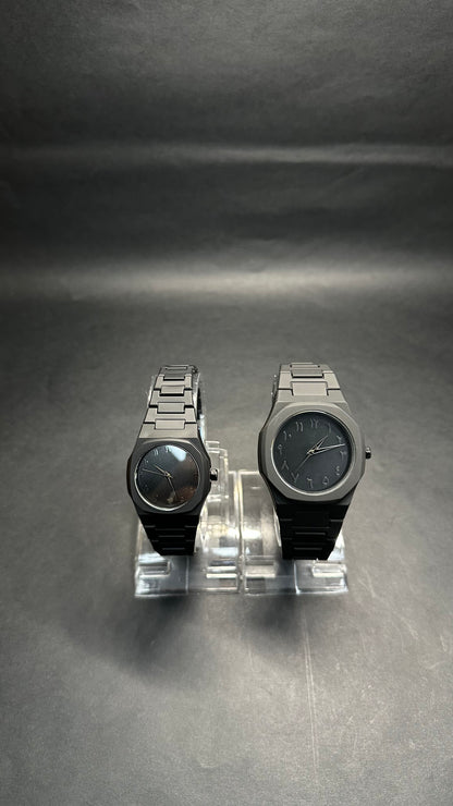 Black Arabic Couple Watch Set