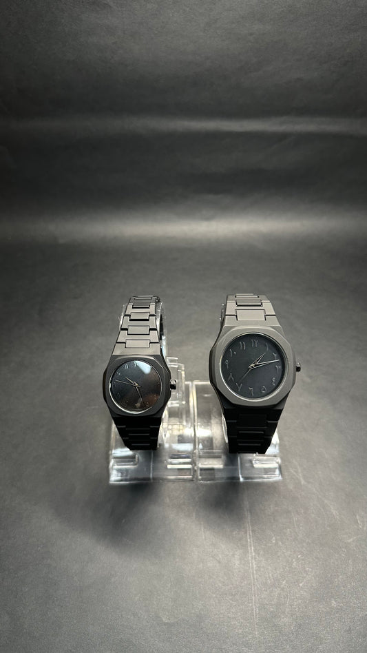 Black Arabic Couple Watch Set