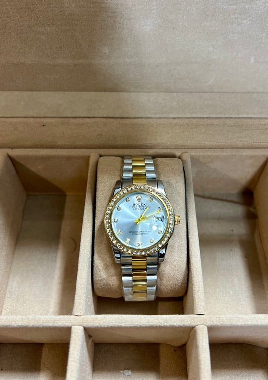 Rolley Jubilee Chain with Crystal Bezel – Ladies Edition - Zyro